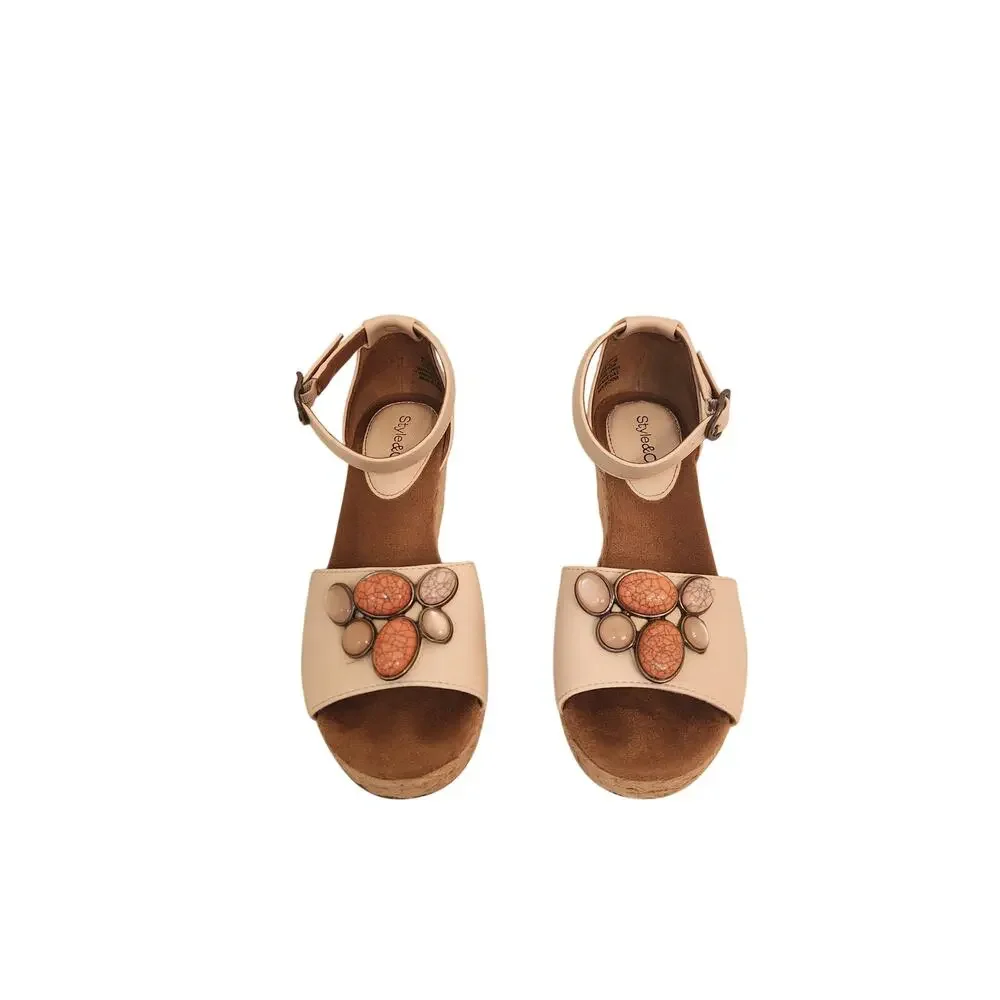 Style & Co.  Women's Seleeney Stone Embellished Wedge Sandals 5.5M